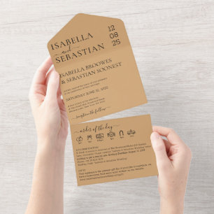 Wedding Burly Wood All in one invite save the date