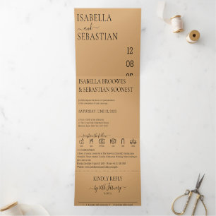 Wedding Burly Wood Sand All in one set Tri-Fold Invitation