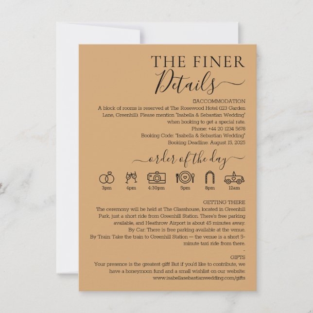 Wedding Burly Wood Sand Finer Details Invitation (Front)