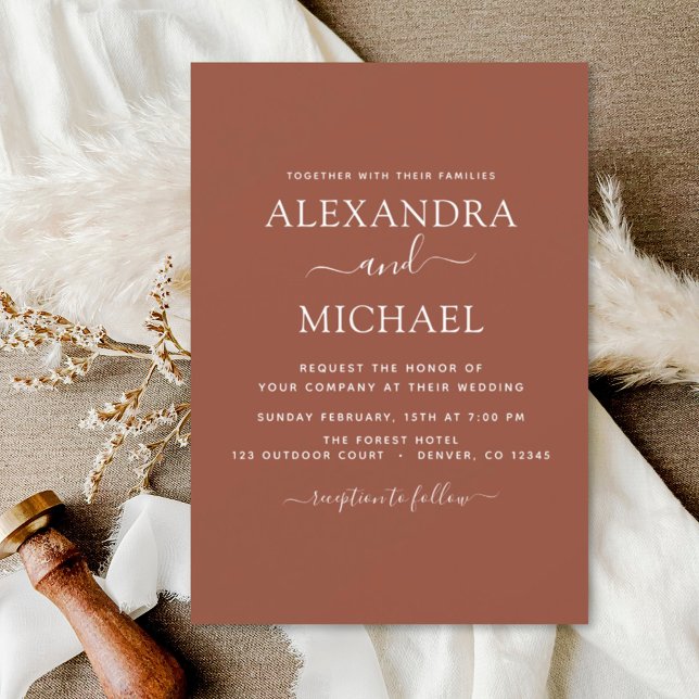 Wedding Burnt Orange Boho Terracotta Invitation (Creator Uploaded)