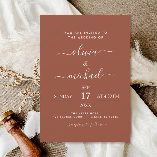Wedding Burnt Orange Boho Terracotta Invitation (Creator Uploaded)