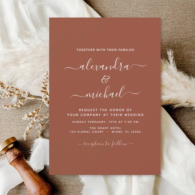 Wedding Burnt Orange Boho Terracotta Invitation (Creator Uploaded)