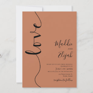 Wedding, Burnt Orange, Elegant, Simple, Typography Invitation