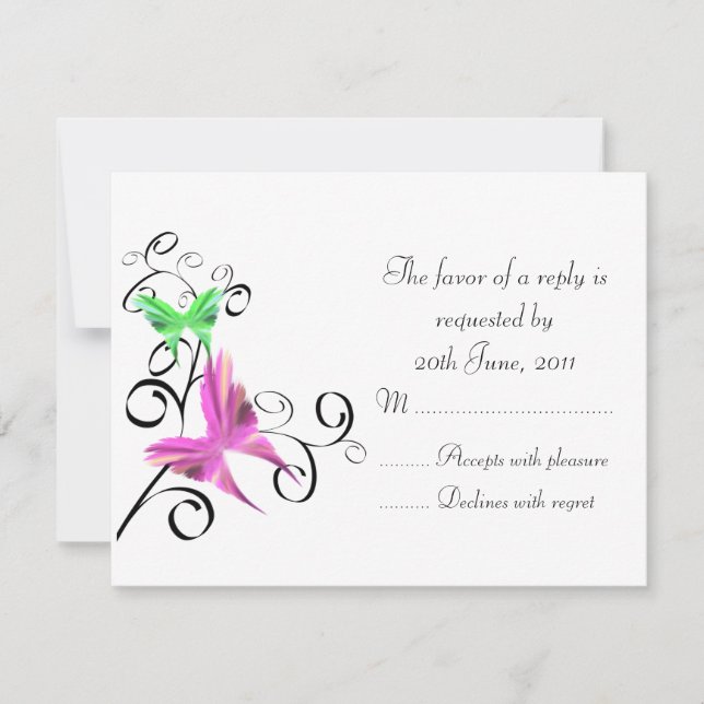 Wedding Butterflies RSVP Card (Front)