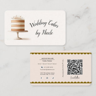 Wedding Cake Bakery Social Media Connection QR  Business Card