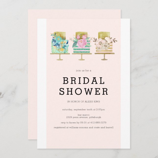 Wedding Cake Bridal Shower Invitation (Front/Back)