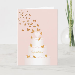 Wedding Cake Butterflies Marriage Greeting Card