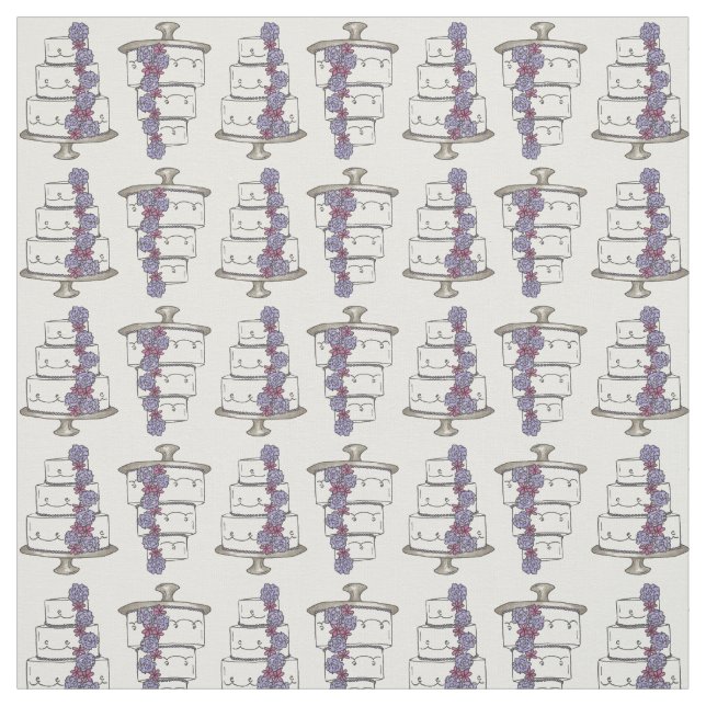 Wedding Cake Cakes Bridal Engagement Love Purple Fabric (Swatch)