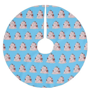 Wedding cake cartoon illustration  brushed polyester tree skirt