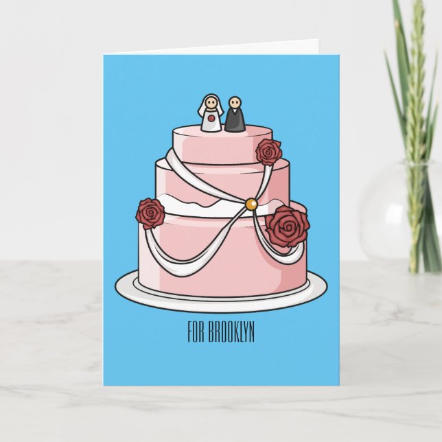 Wedding cake cartoon illustration  card (Front)