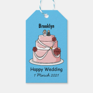 Wedding cake cartoon illustration gift tags