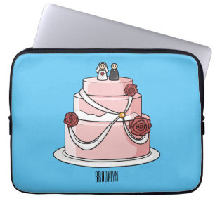 Wedding cake cartoon illustration  laptop sleeve