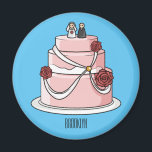 Wedding cake cartoon illustration  magnet<br><div class="desc">Wedding cake cartoon illustration</div>