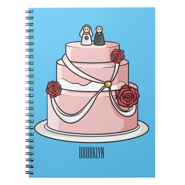 Wedding cake cartoon illustration  notebook (Front)
