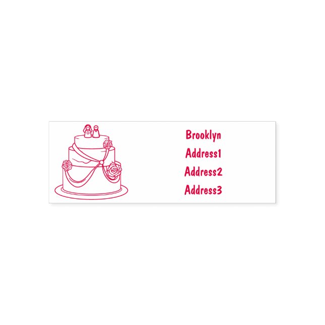 Wedding cake cartoon illustration self-inking stamp (Design)