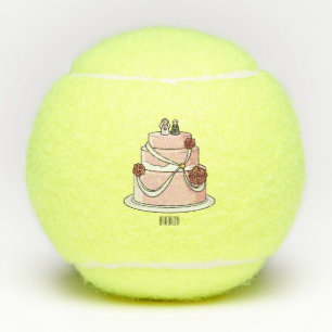 Wedding cake cartoon illustration tennis balls
