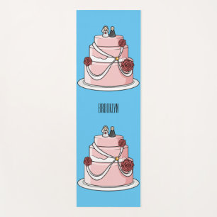 Wedding cake cartoon illustration  yoga mat