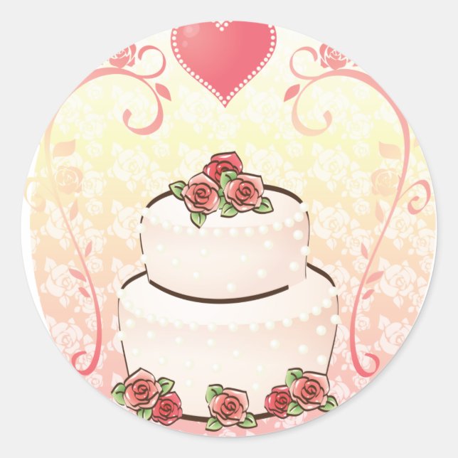 Wedding Cake Classic Round Sticker (Front)