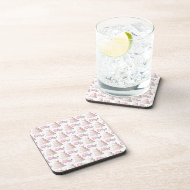Wedding Cake Cork-Backed Coasters (Right Side)