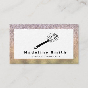 Wedding Cake Decorator Cake Logo Faux Gold Sparkle Business Card
