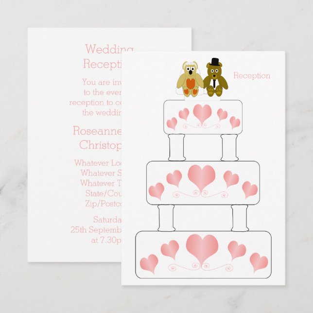 Wedding Cake Design Wedding Reception Enclosure Card (Front/Back)