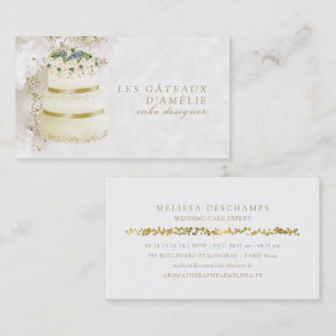Wedding Cake Designer Bakery Gold Marble Business Card