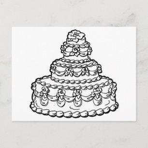 Wedding Cake Drawing Postcard