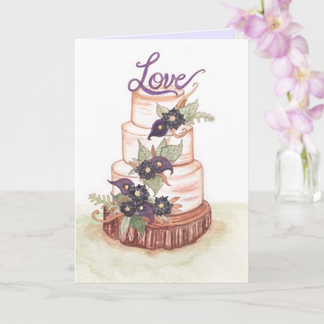 Wedding Cake Happy Wedding Card (Orchid)