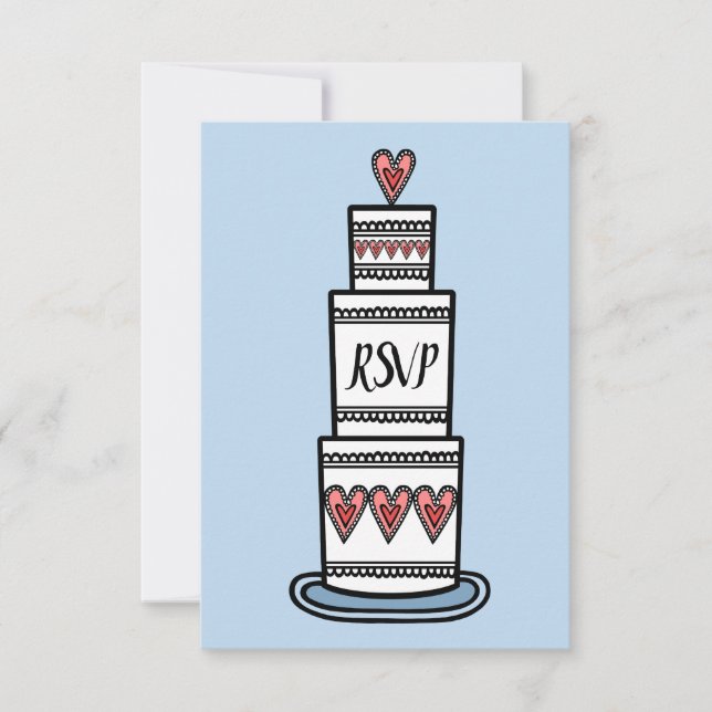 Wedding Cake Illustration RSVP Invitation (Front)