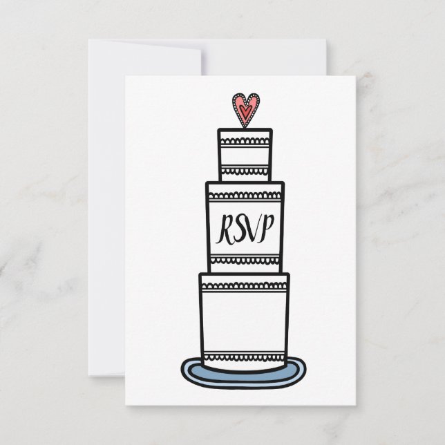 Wedding Cake Illustration RSVP Invitation (Front)