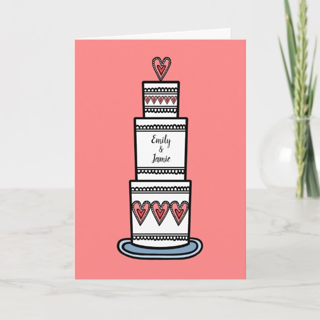Wedding Cake Illustration Wedding Card (Front)