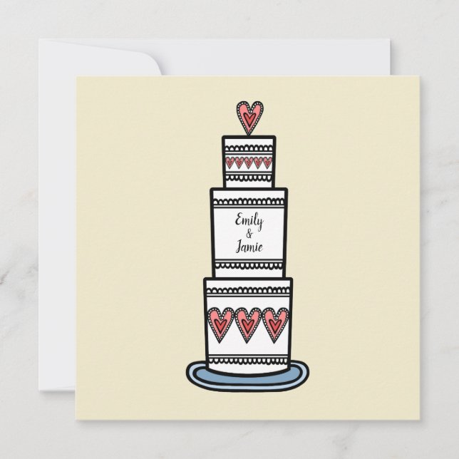 Wedding Cake Illustration Wedding Invitation (Front)