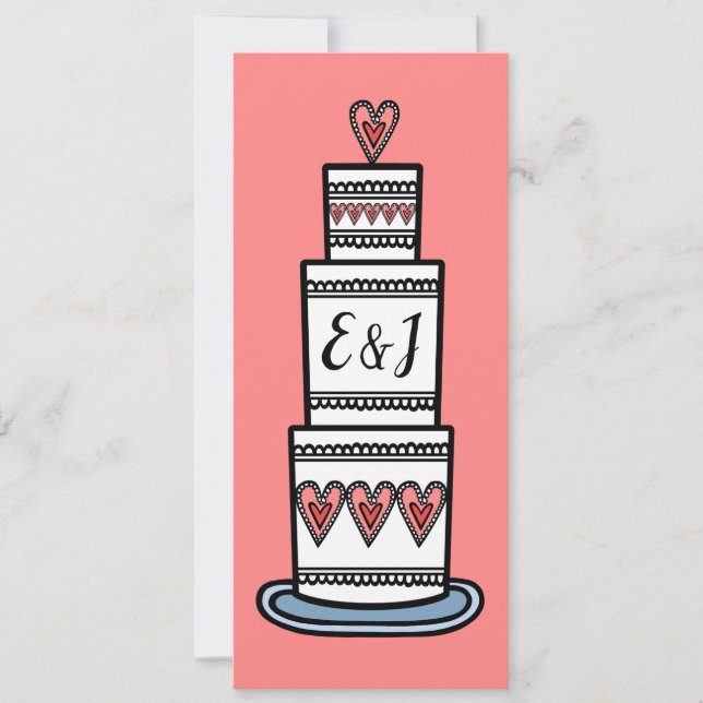 Wedding Cake Illustration Wedding Invitation (Front)