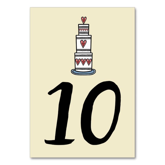 Wedding Cake Illustration Wedding Table Number (Front)