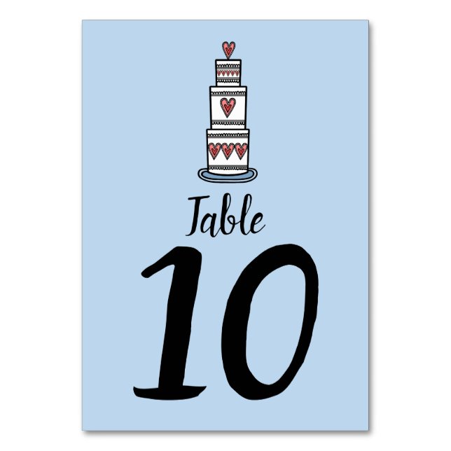 Wedding Cake Illustration Wedding Table Number (Front)