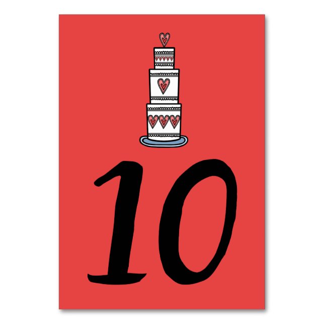 Wedding Cake Illustration Wedding Table Number (Front)