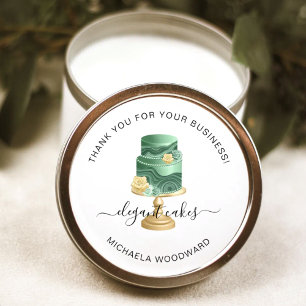 Wedding Cake Mint Green Bakery Thank You Classic Round Sticker