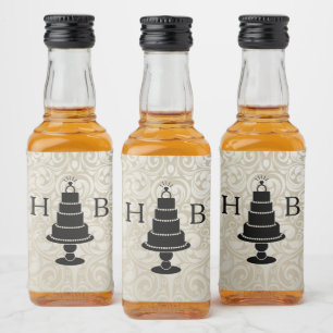 Wedding Cake Monogram Liquor Bottle Label