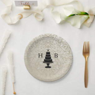 Wedding Cake Monogram Paper Plate