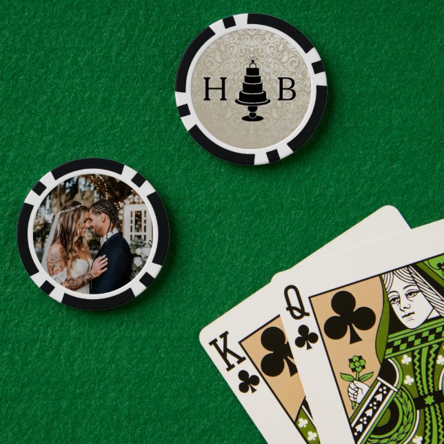 Wedding Cake Monogram Poker Chips (Poker Table (Double))