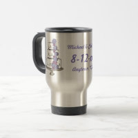 Wedding Cake Purple Roses Personalised Bride Groom