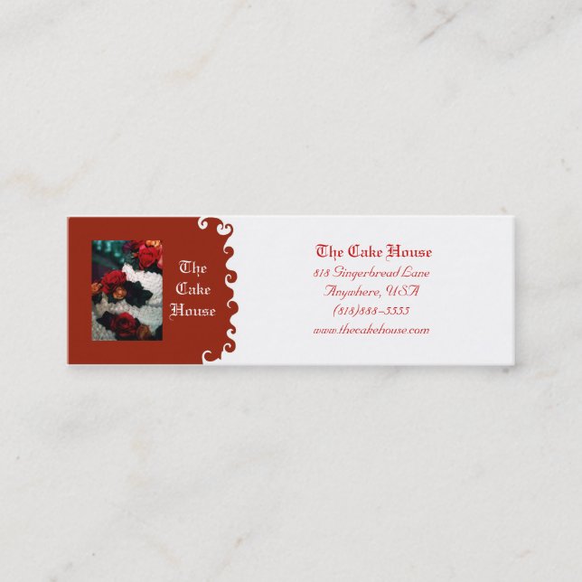 Wedding Cake Red Swirl  Business Card (Front)