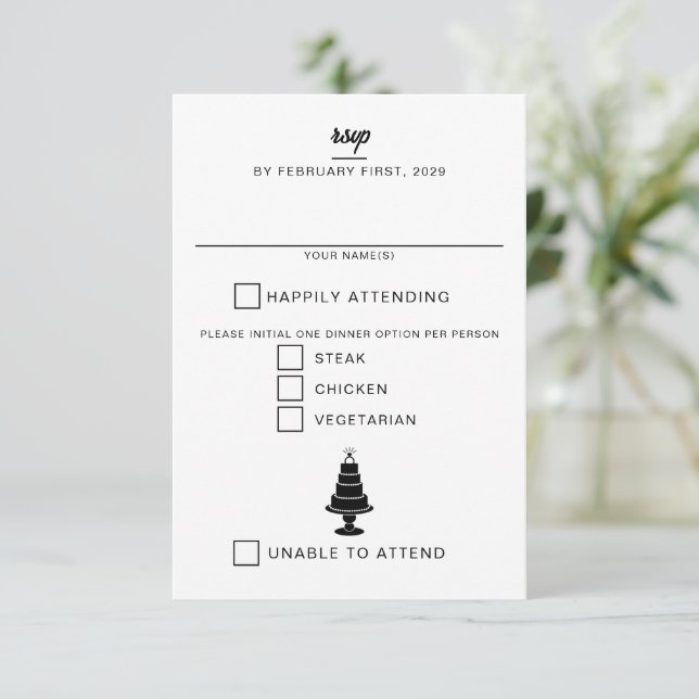 Wedding Cake RSVP Card (Standing Front)