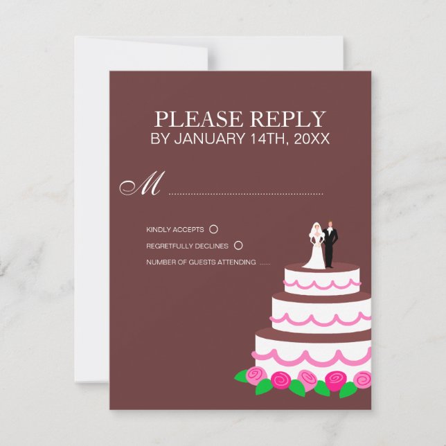 Wedding Cake RSVP Cards or Reply Cards (Front)