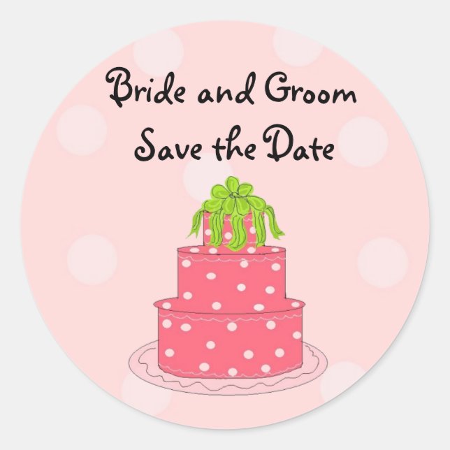 Wedding Cake Save the Date Classic Round Sticker (Front)
