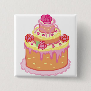 Wedding Cake Three Tiers 15 Cm Square Badge