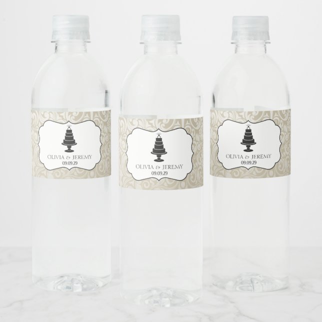 Wedding Cake Water Bottle Label (Bottles)