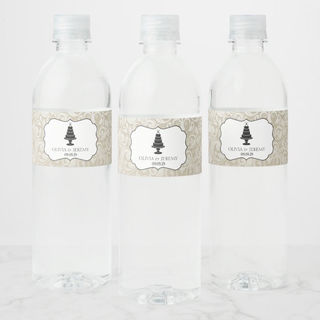 Wedding Cake Water Bottle Label (Bottles)