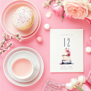 Wedding cake watercolor Table Number Seating Chart