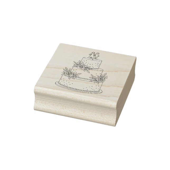 Wedding Cake  Wood Rubber Stamp (Stamp)